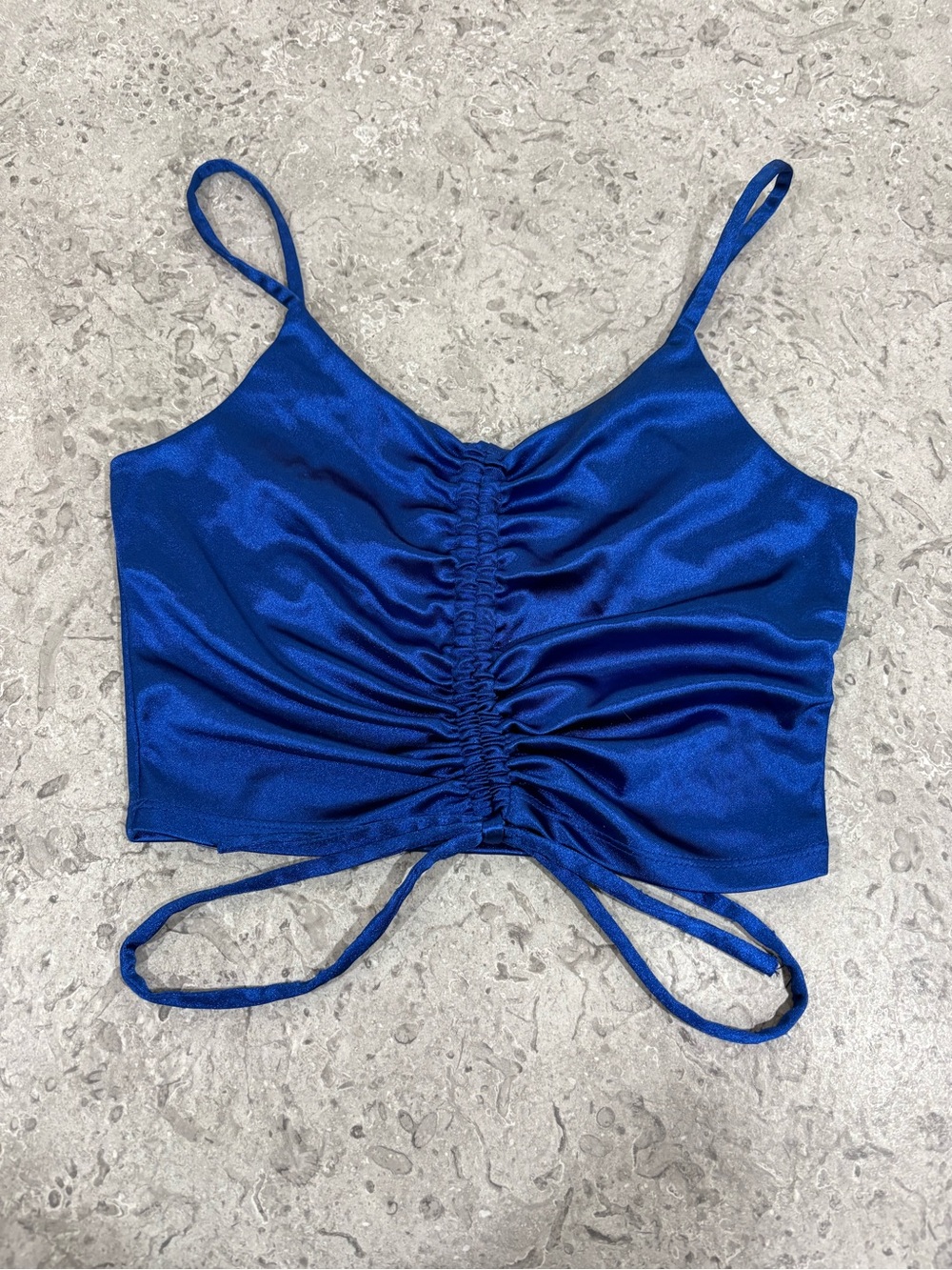 Papaya Royal Blue Satin Ruched Cami